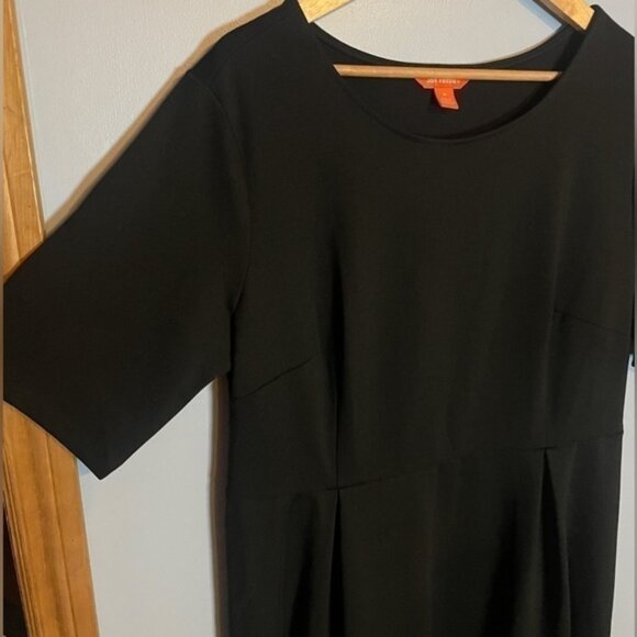 Joe Fresh  1x Plus Black Midi Dress Pleated Formal A Line Midweight Half Sleeve - Picture 3 of 5